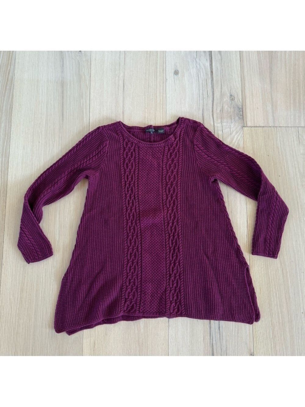 JEANNE PIERRE Purple Sweater Side Slit Size Small